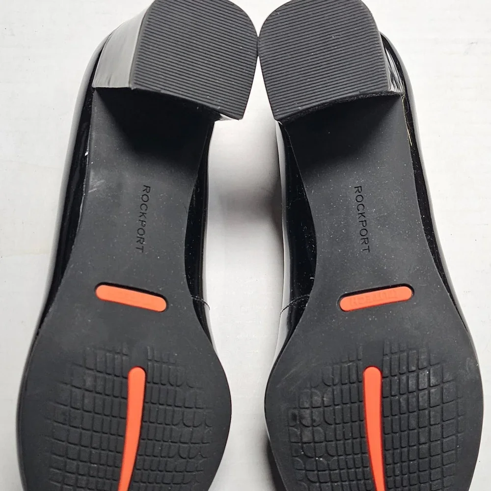 Rockport Total Motion TM‎ Salima Pump CG7773 Black Patent Leather Block Heel 5M